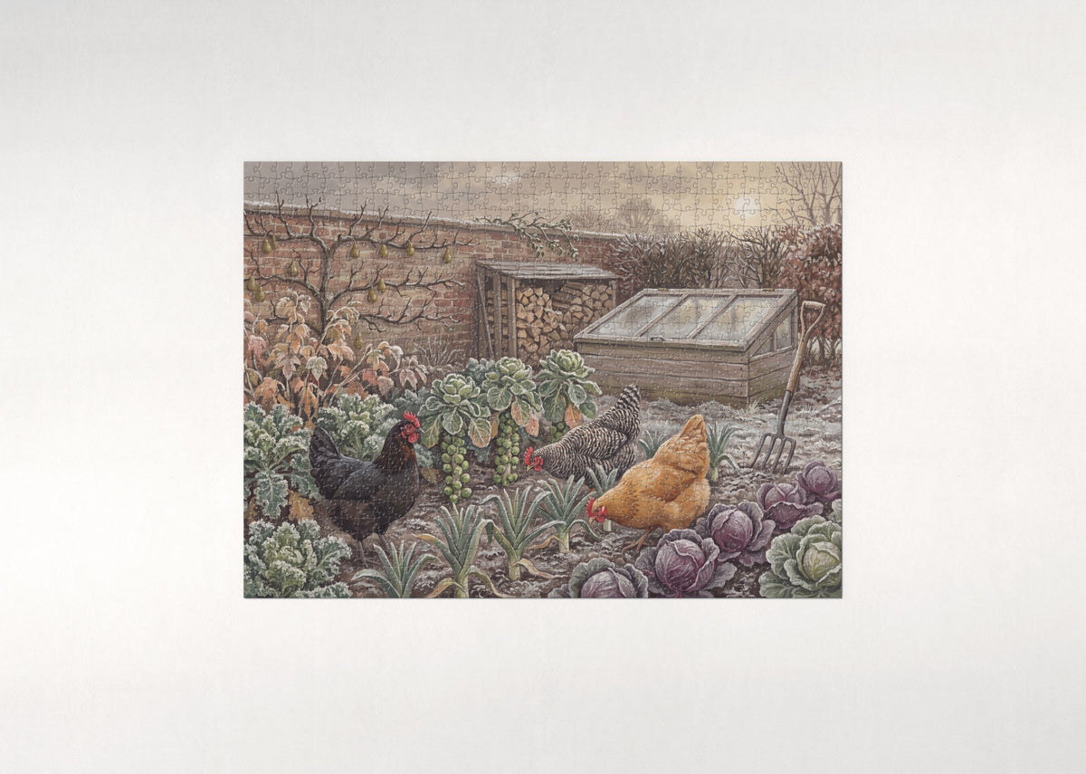 Chickens in the Vegetable Garden jigsaw puzzle - flat puzzle