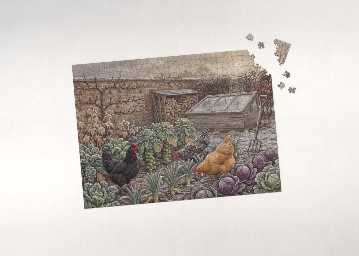 Chickens in the Vegetable Garden jigsaw puzzle - puzzle with loose pieces