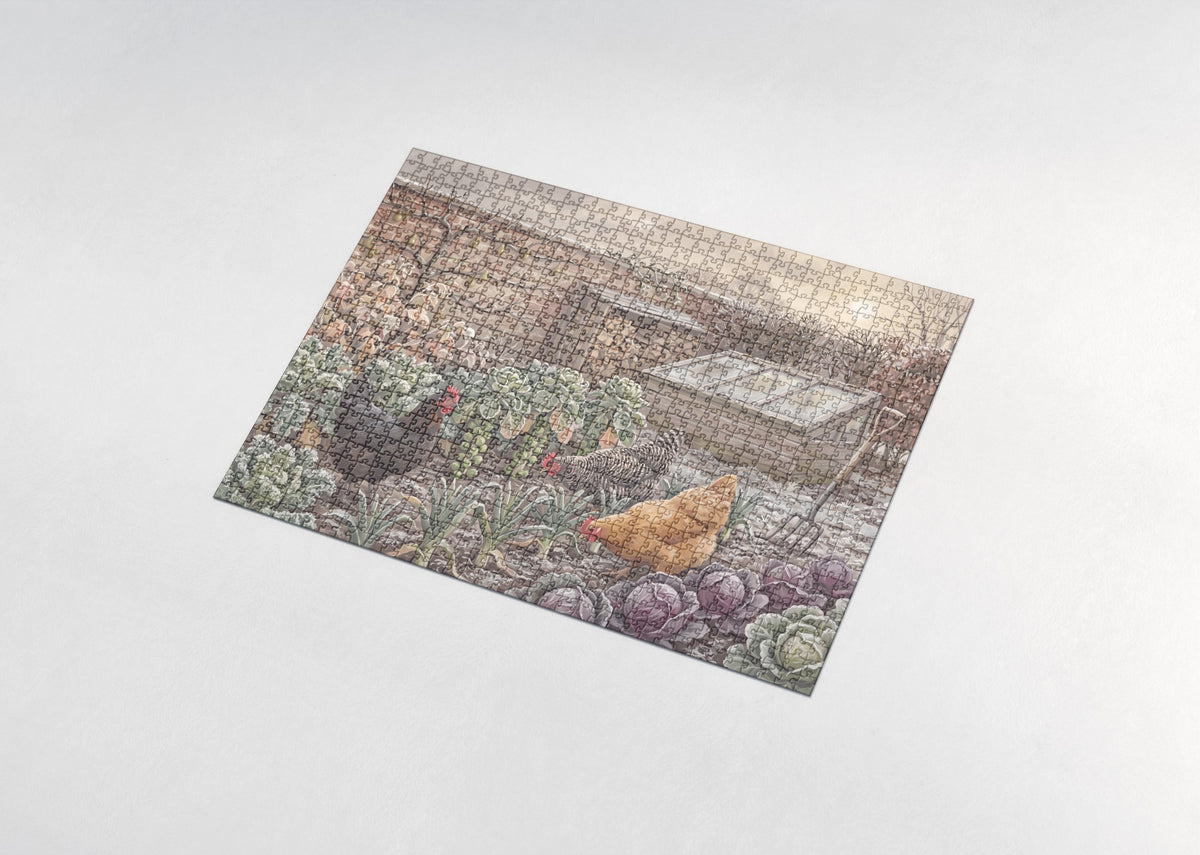 Chickens in the Vegetable Garden jigsaw puzzle - assembled puzzle