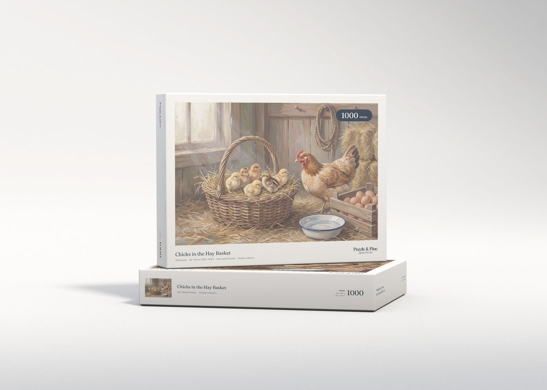 Chicks in the Hay Basket jigsaw puzzle - gift box
