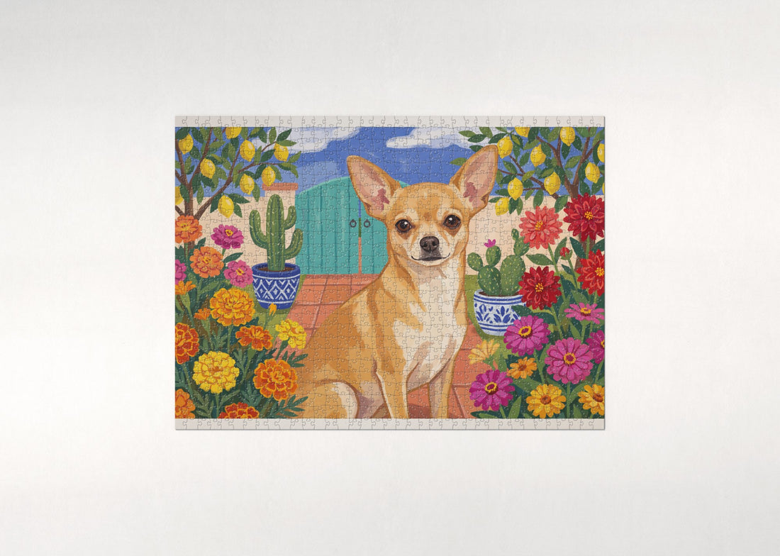 Chihuahua in the Marigold Garden jigsaw puzzle - gift box