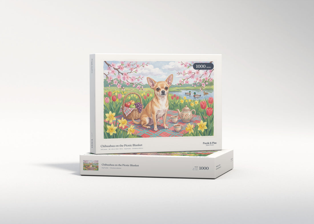 Chihuahua on the Picnic Blanket jigsaw puzzle - gift box