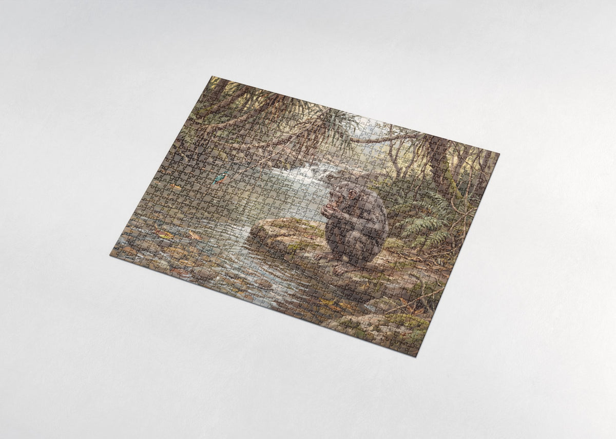 Chimpanzee at the Jungle Stream jigsaw puzzle - assembled puzzle