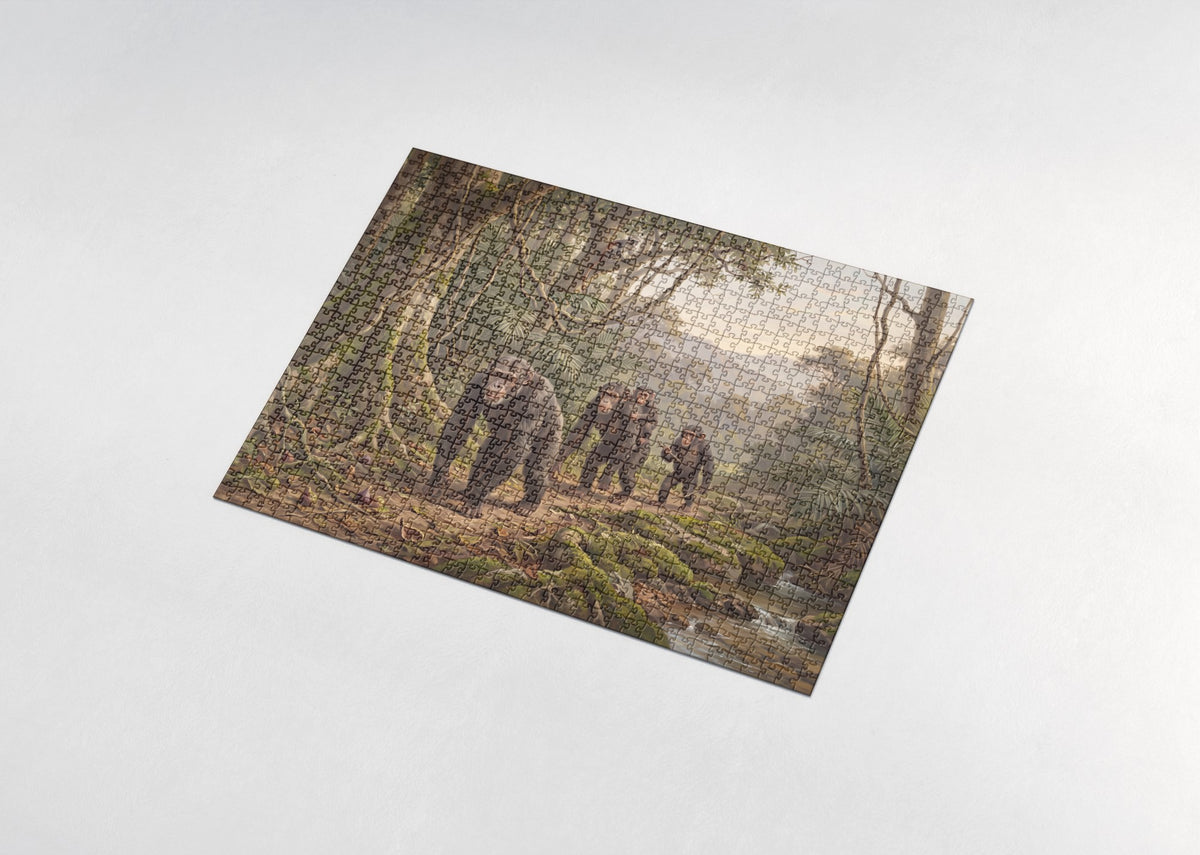 Chimpanzee Family in the Forest jigsaw puzzle - assembled puzzle