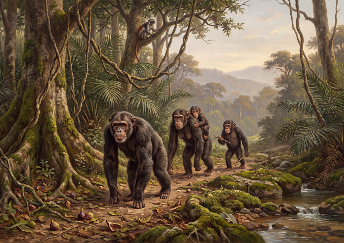 Chimpanzee Family in the Forest jigsaw puzzle