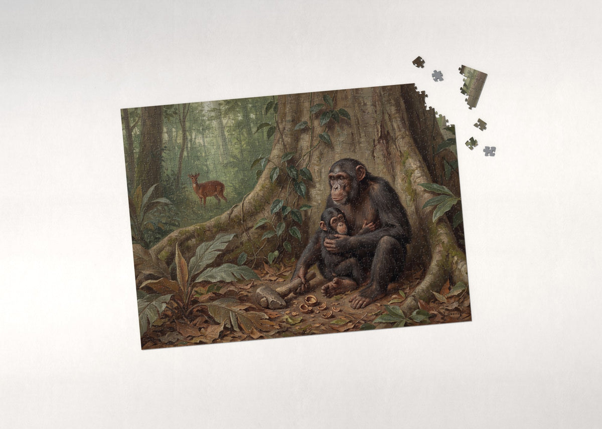 Chimpanzee Mother and Infant jigsaw puzzle - puzzle with loose pieces