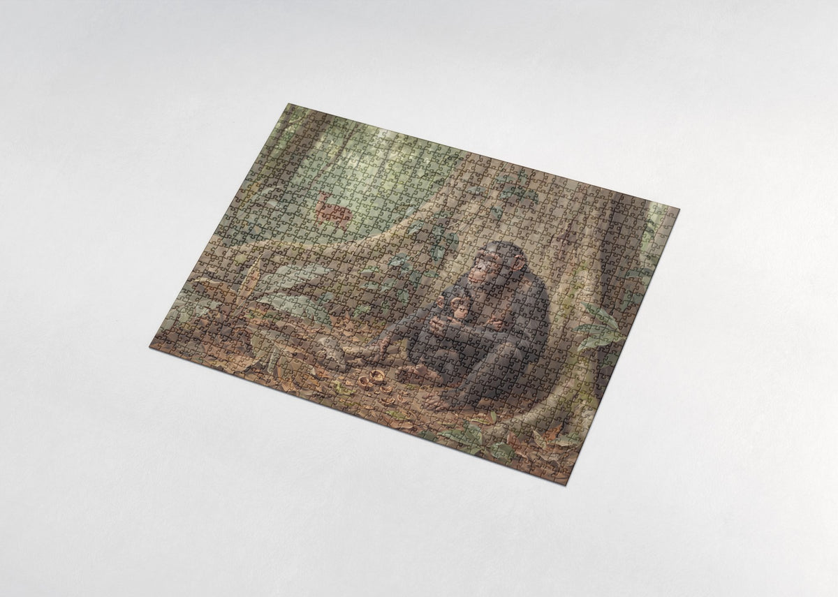 Chimpanzee Mother and Infant jigsaw puzzle - assembled puzzle