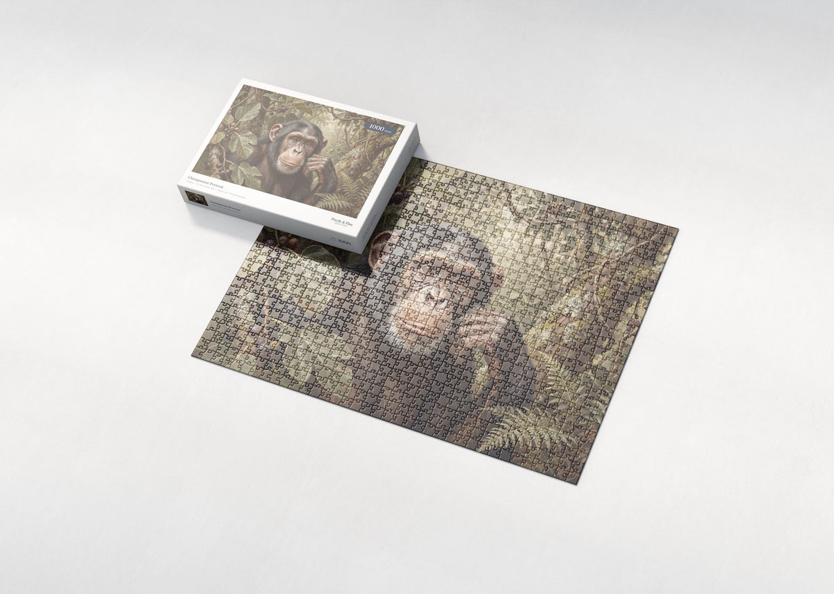 Chimpanzee Portrait jigsaw puzzle - box and puzzle