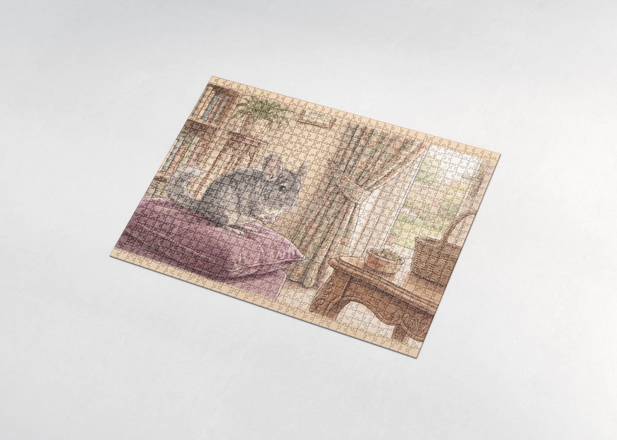 Chinchilla on the Velvet Cushion jigsaw puzzle - assembled puzzle