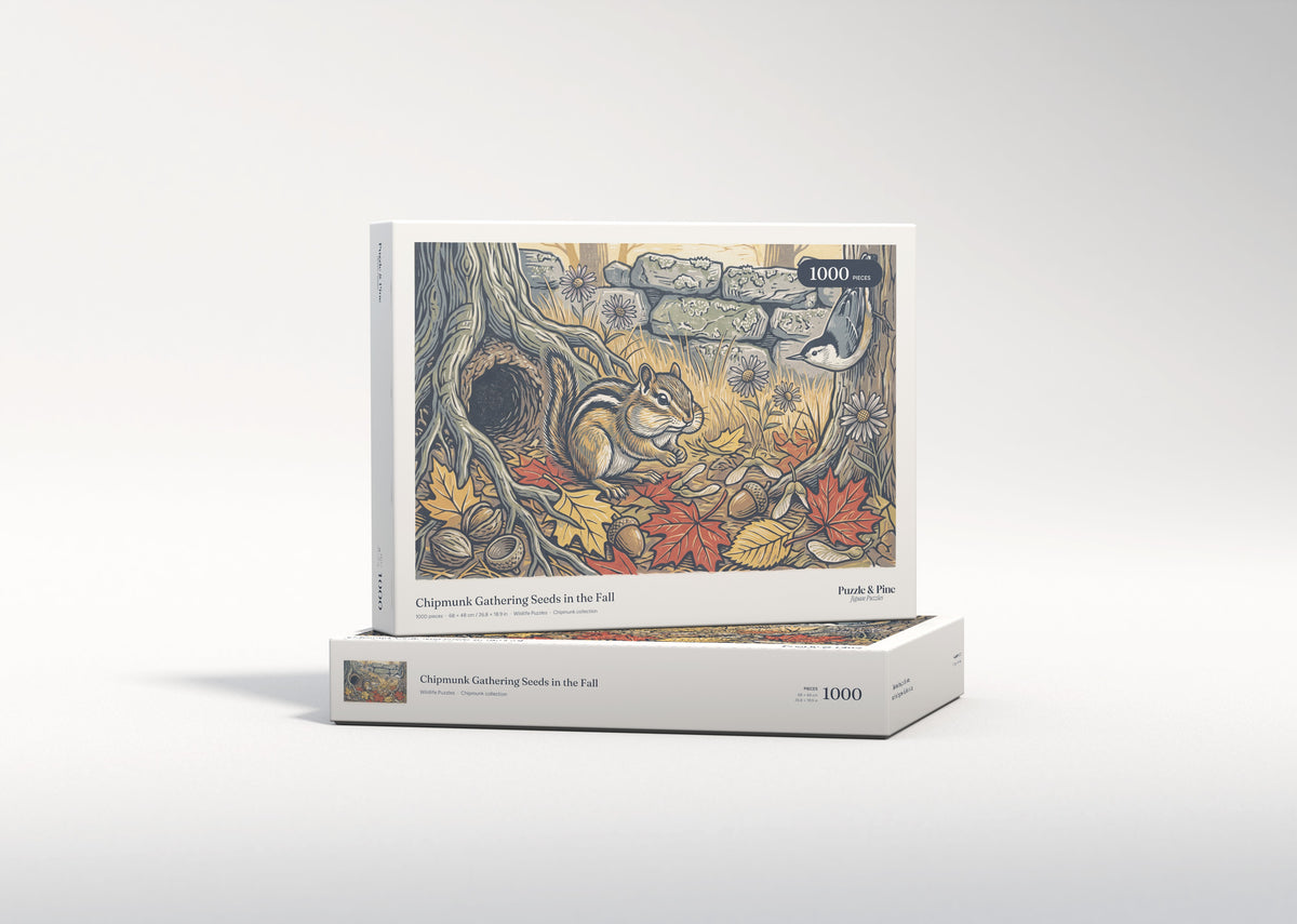 Chipmunk Gathering Seeds in the Fall jigsaw puzzle - gift box