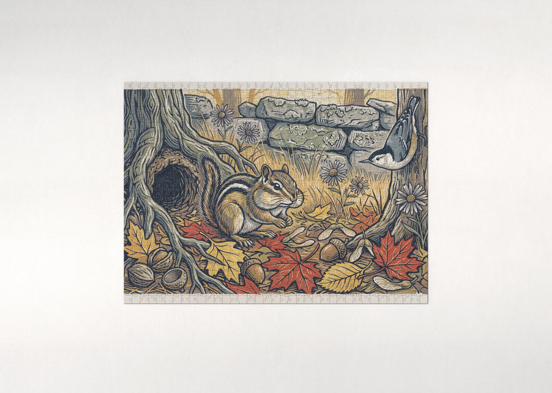 Chipmunk Gathering Seeds in the Fall jigsaw puzzle - gift box