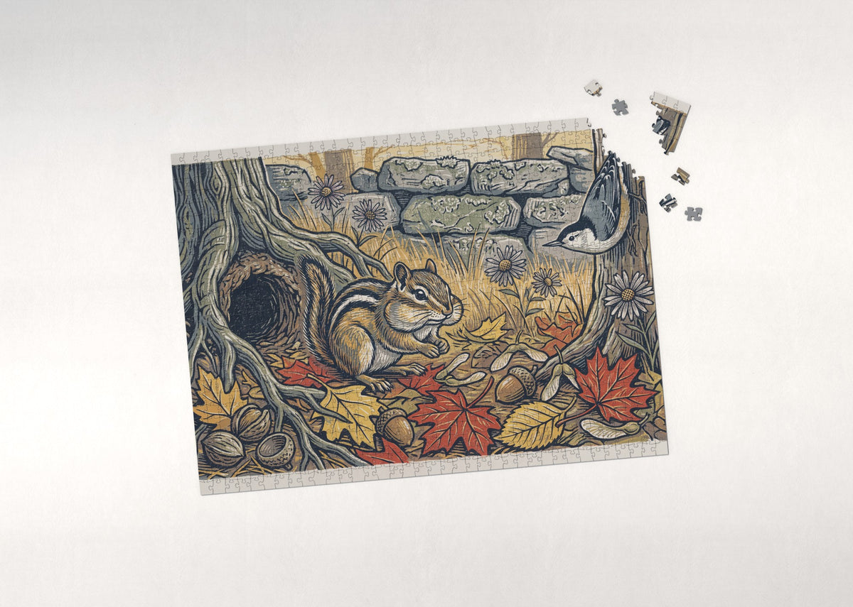 Chipmunk Gathering Seeds in the Fall jigsaw puzzle - puzzle with loose pieces