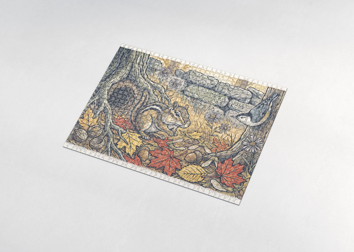 Chipmunk Gathering Seeds in the Fall jigsaw puzzle - assembled puzzle
