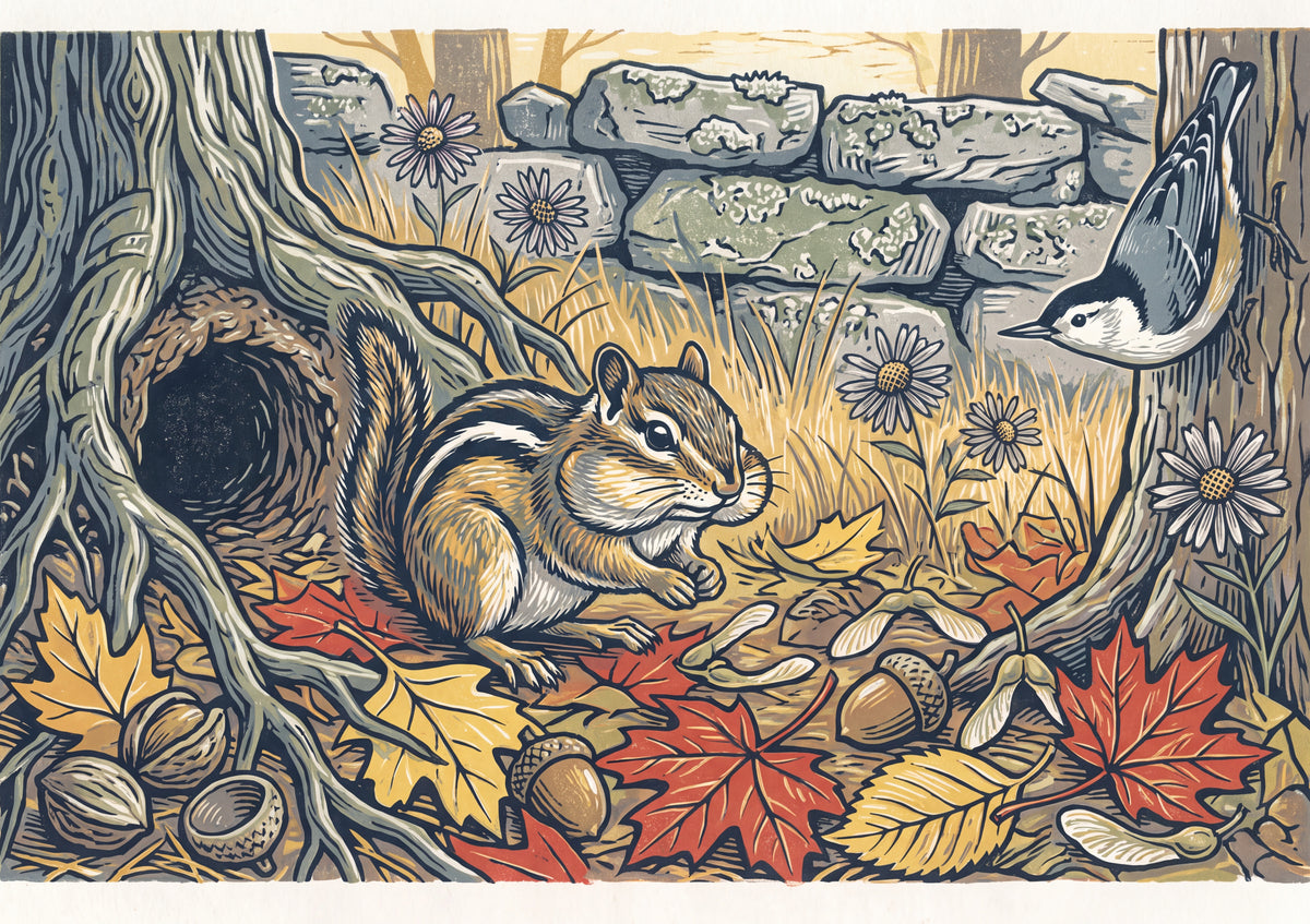 Chipmunk Gathering Seeds in the Fall jigsaw puzzle