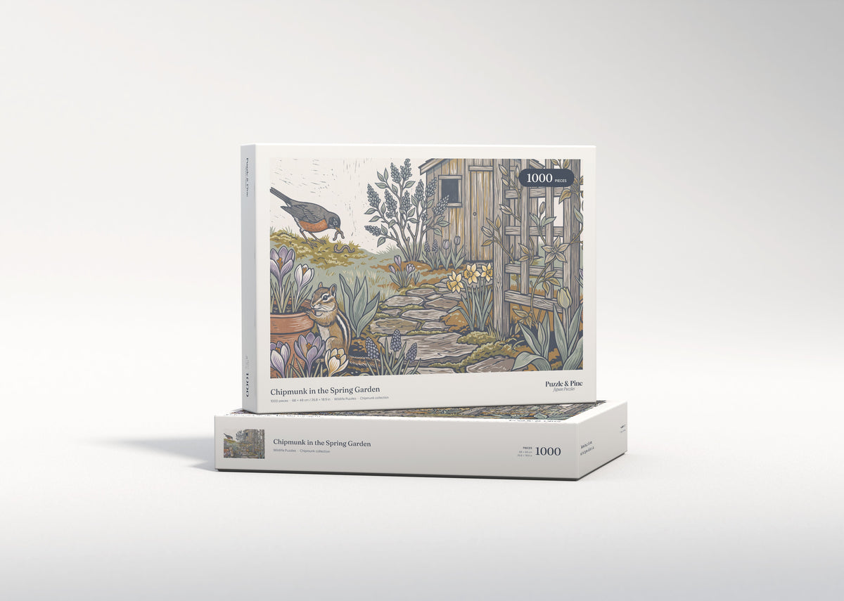 Chipmunk in the Spring Garden jigsaw puzzle - gift box