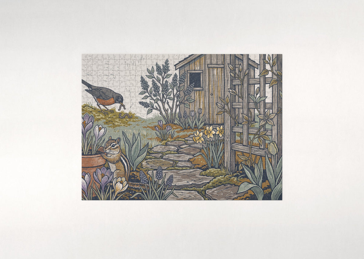 Chipmunk in the Spring Garden jigsaw puzzle - flat puzzle