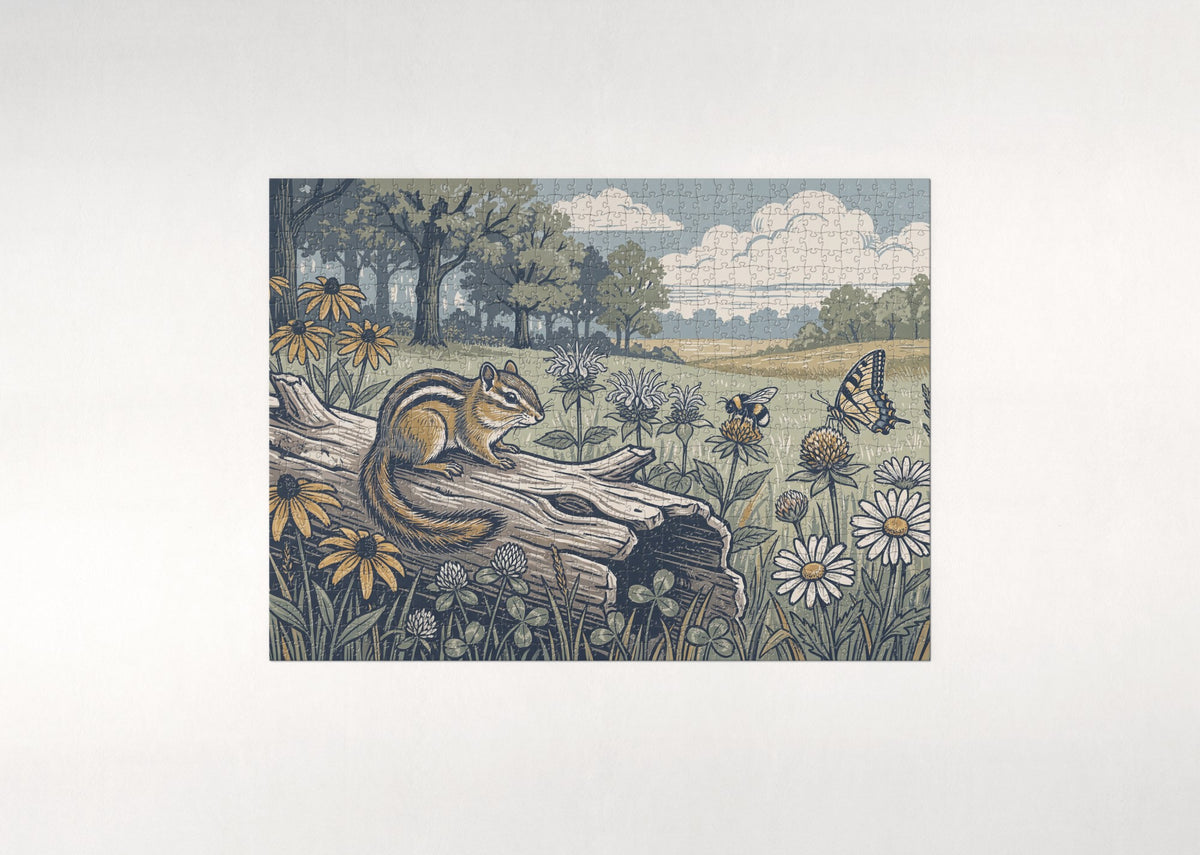 Chipmunk in the Wildflowers jigsaw puzzle - flat puzzle