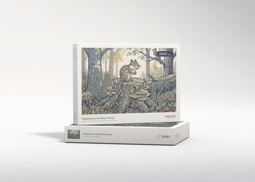Chipmunk on the Mossy Stump jigsaw puzzle - gift box