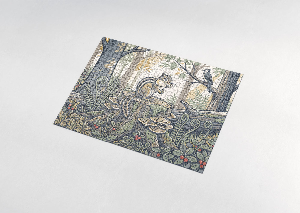 Chipmunk on the Mossy Stump jigsaw puzzle - assembled puzzle