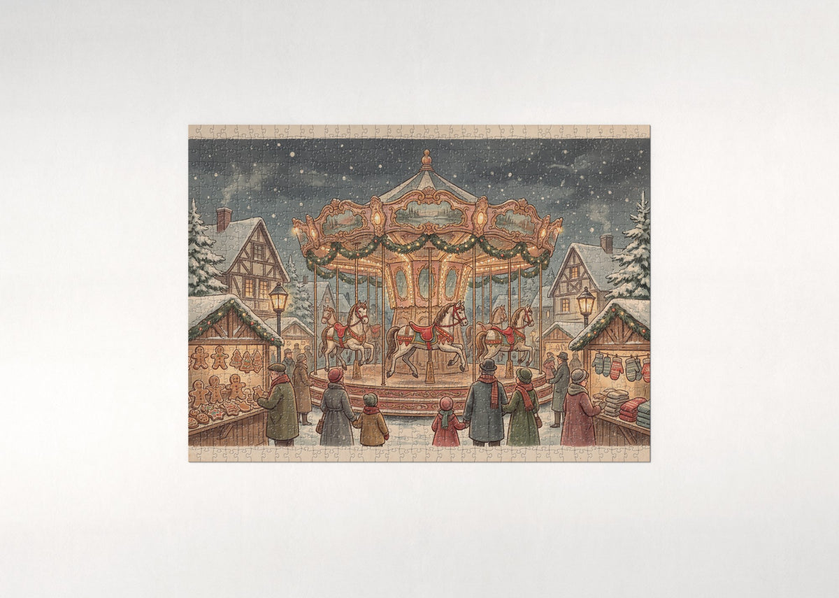 Christmas Market Carousel jigsaw puzzle - flat puzzle