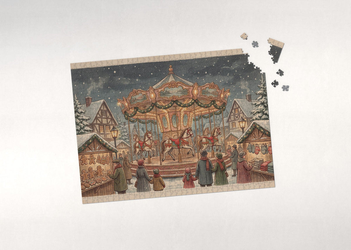 Christmas Market Carousel jigsaw puzzle - puzzle with loose pieces