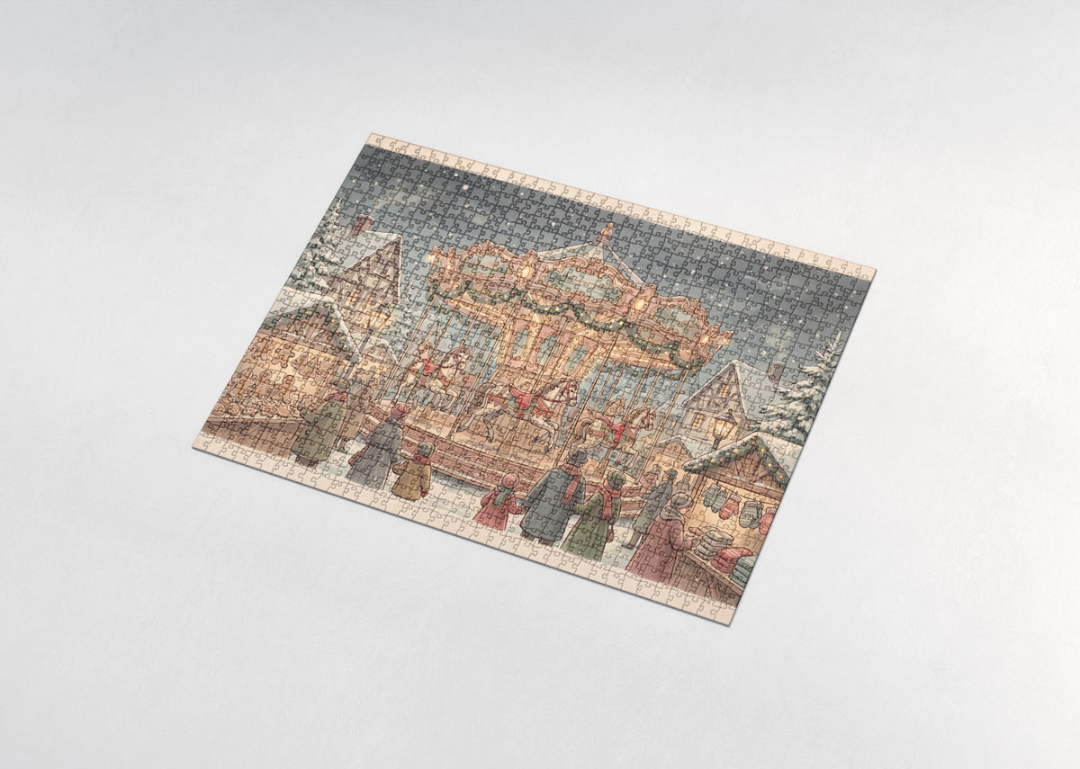 Christmas Market Carousel jigsaw puzzle - assembled puzzle