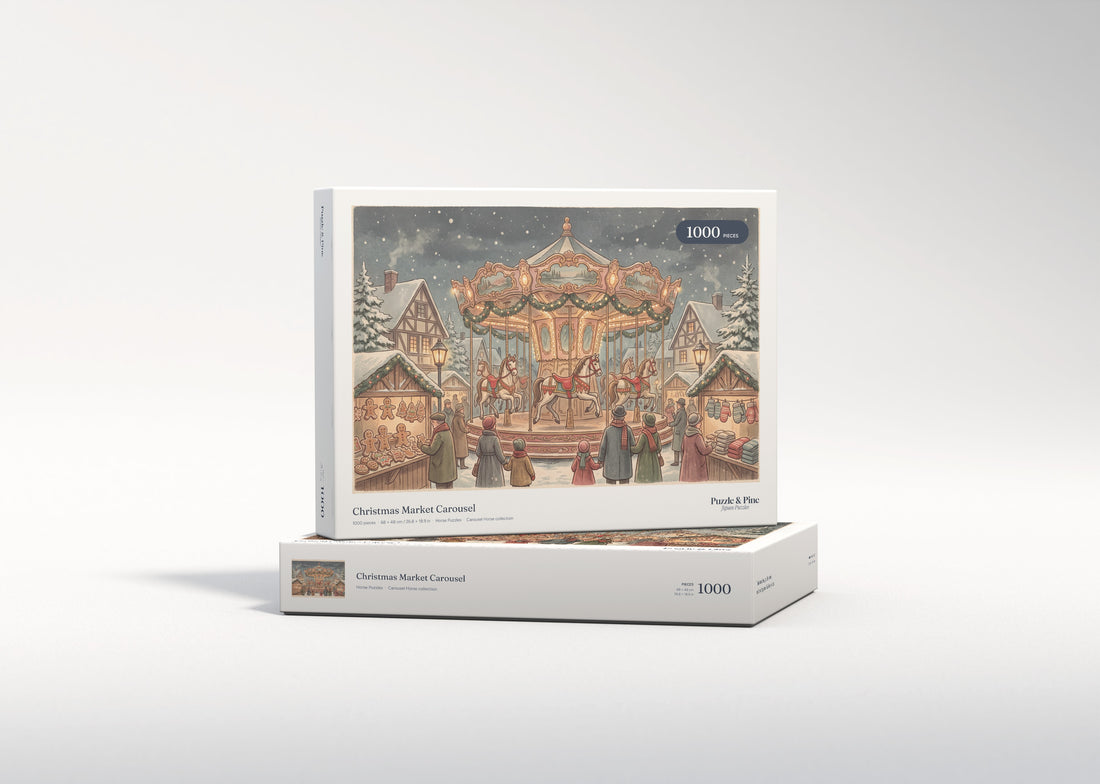Christmas Market Carousel jigsaw puzzle - gift box