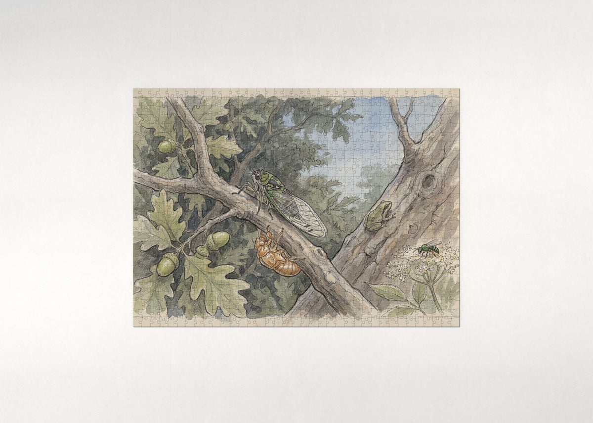 Cicada on the Summer Branch jigsaw puzzle - flat puzzle