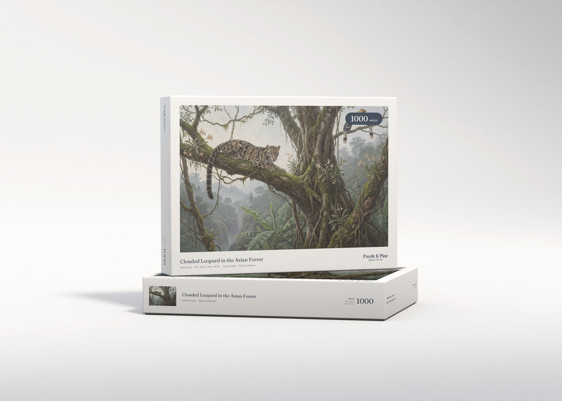 Clouded Leopard in the Asian Forest jigsaw puzzle - gift box