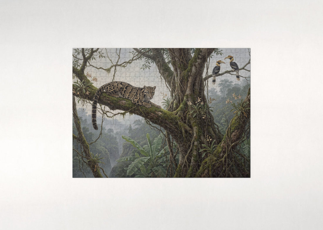 Clouded Leopard in the Asian Forest jigsaw puzzle - gift box