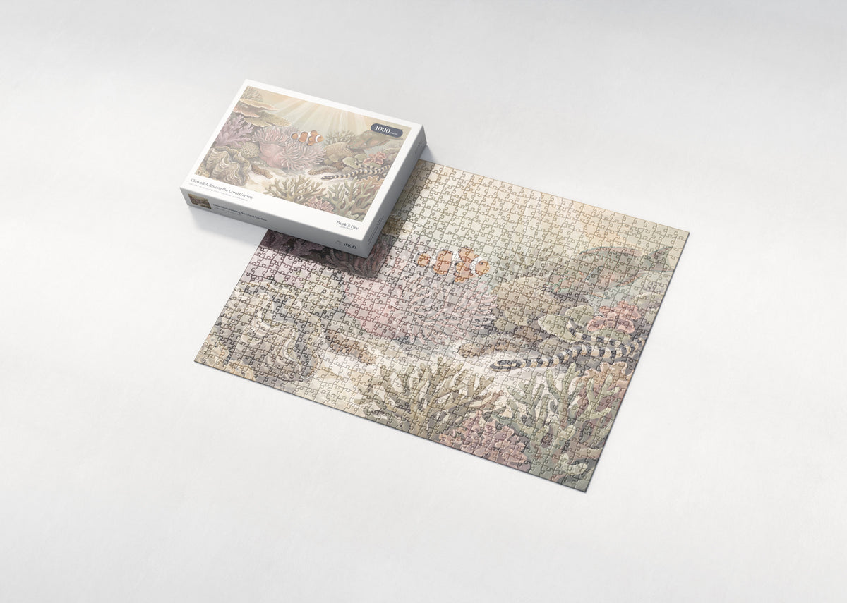 Clownfish Among the Coral Garden jigsaw puzzle - box and puzzle
