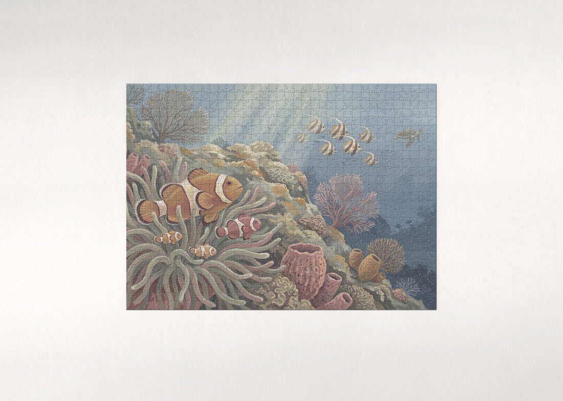 Clownfish Family at the Reef Edge jigsaw puzzle - gift box
