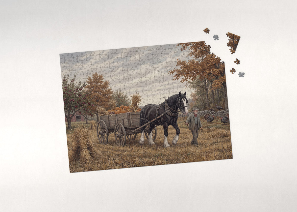 Clydesdale at the Autumn Harvest jigsaw puzzle - puzzle with loose pieces