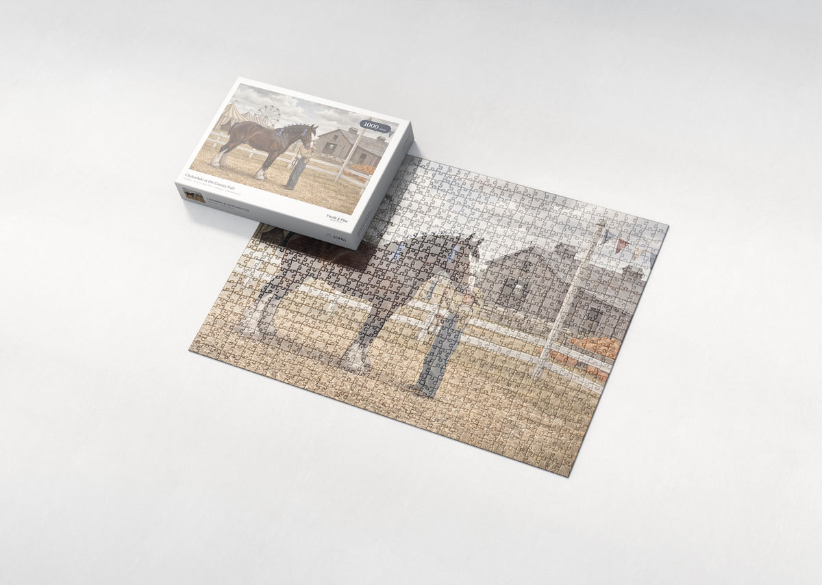 Clydesdale at the County Fair jigsaw puzzle - box and puzzle
