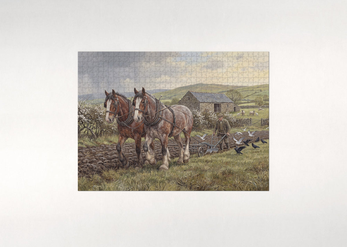 Clydesdale Plowing the Spring Field jigsaw puzzle - flat puzzle