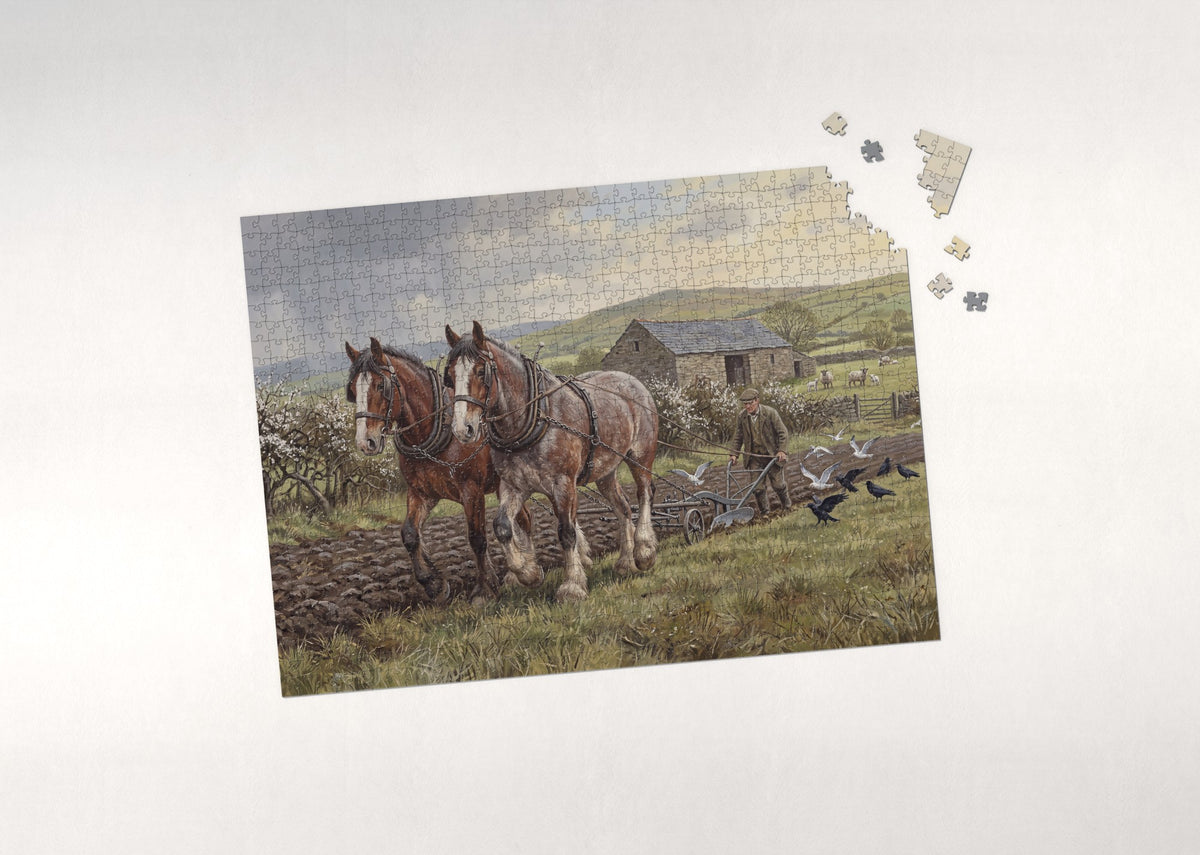 Clydesdale Plowing the Spring Field jigsaw puzzle - puzzle with loose pieces