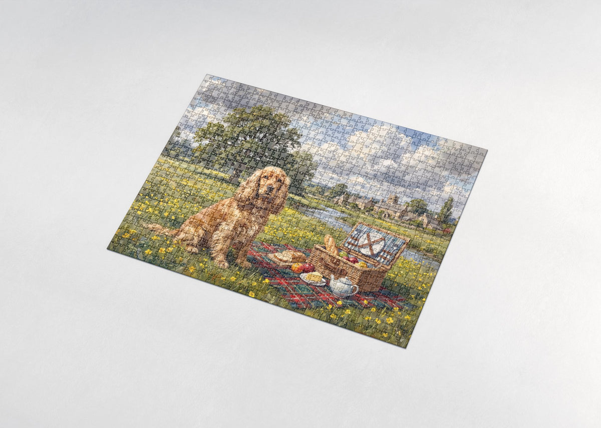 Cocker Spaniel and the Picnic Basket jigsaw puzzle - assembled puzzle
