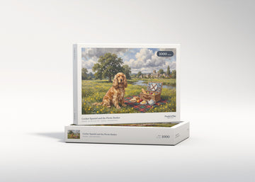 Cocker Spaniel and the Picnic Basket jigsaw puzzle - gift box