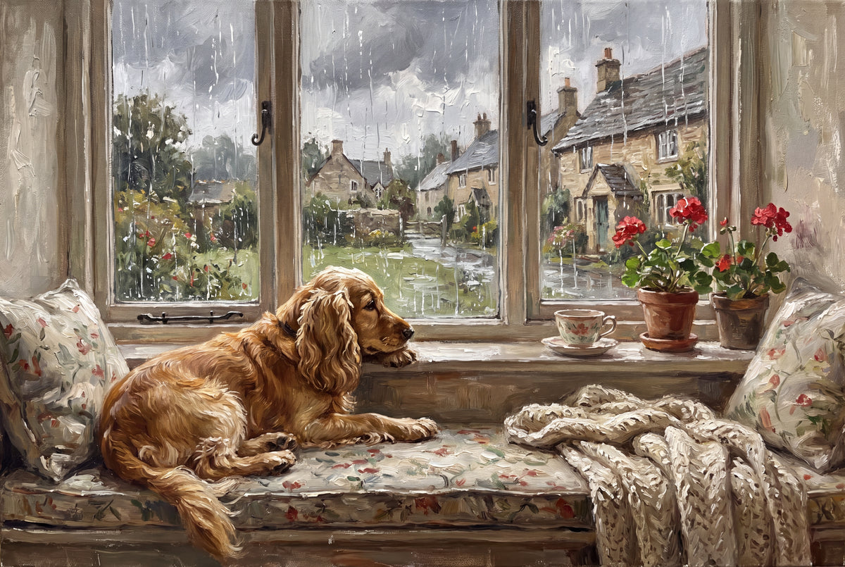 Cocker Spaniel at the Rainy Window jigsaw puzzle