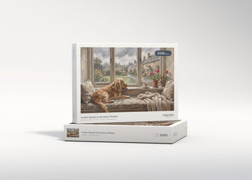 Cocker Spaniel at the Rainy Window jigsaw puzzle - gift box