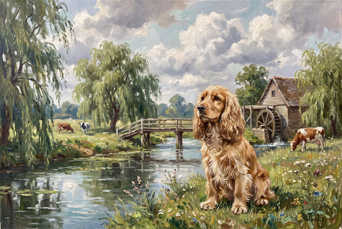 Cocker Spaniel by the Willow Stream jigsaw puzzle