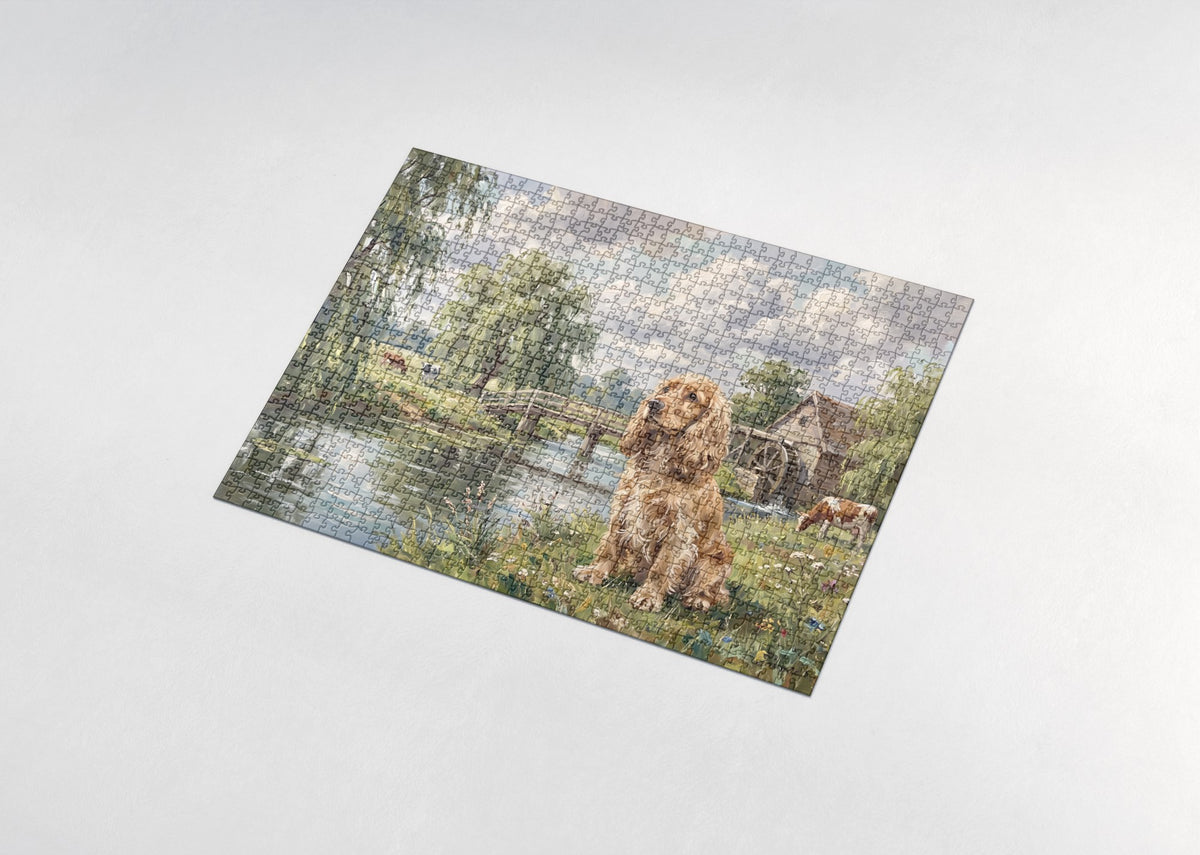 Cocker Spaniel by the Willow Stream jigsaw puzzle - assembled puzzle