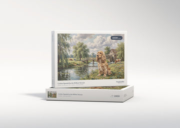 Cocker Spaniel by the Willow Stream jigsaw puzzle - gift box