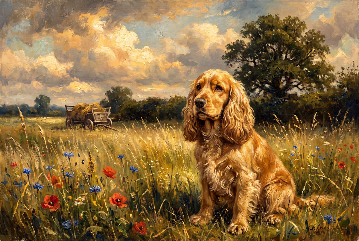 Cocker Spaniel in the Golden Hour Meadow jigsaw puzzle