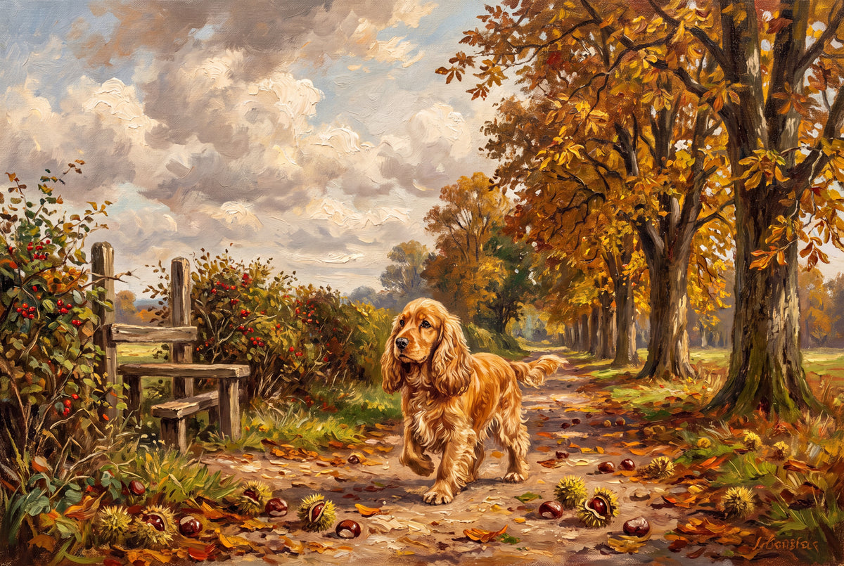 Cocker Spaniel on the Chestnut Path jigsaw puzzle