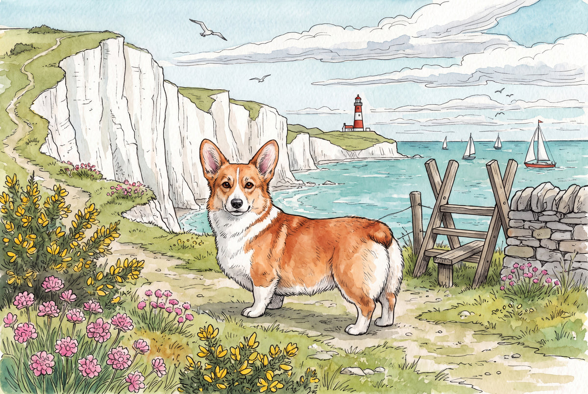 Corgi on the Seaside Cliff Walk jigsaw puzzle