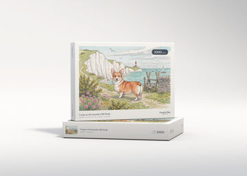 Corgi on the Seaside Cliff Walk jigsaw puzzle - gift box