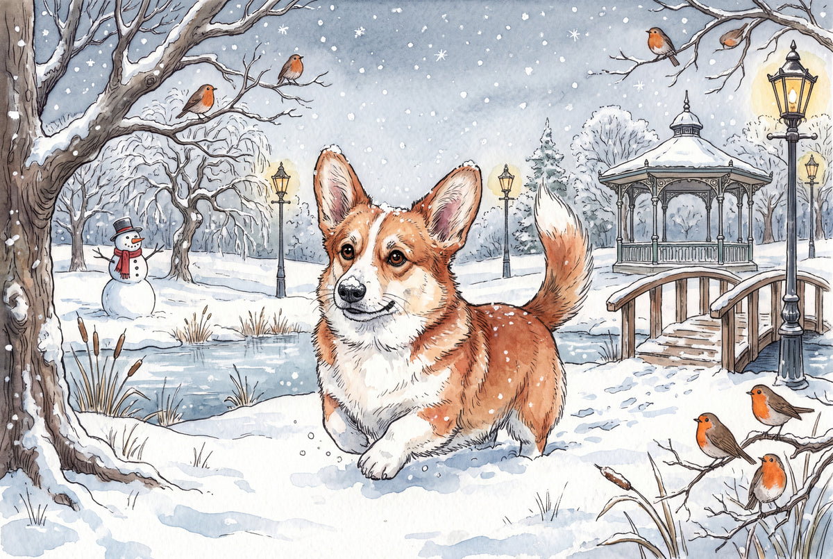 Corgi Snow Day in the Park jigsaw puzzle