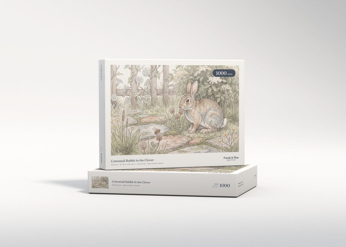 Cottontail Rabbit in the Clover jigsaw puzzle - gift box