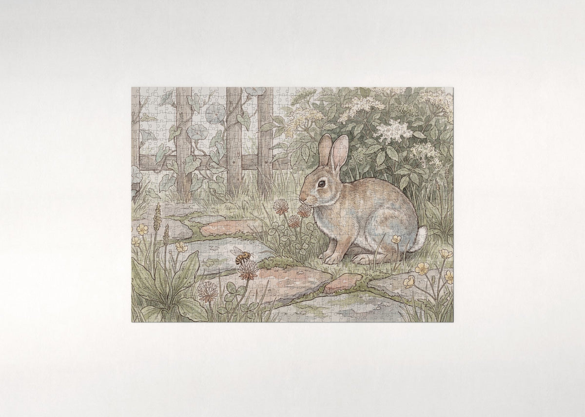 Cottontail Rabbit in the Clover jigsaw puzzle - flat puzzle